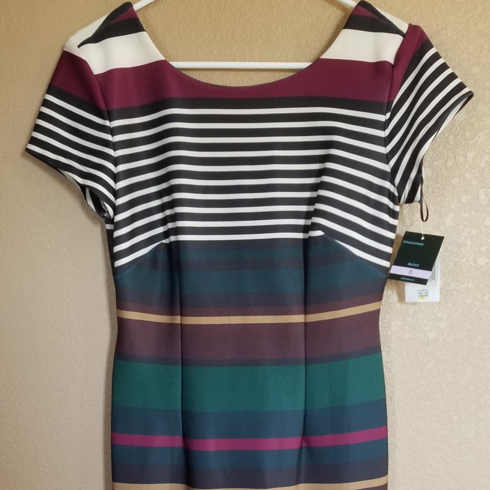 Gabby Skye Multi-colored stripe midi dress Size 6